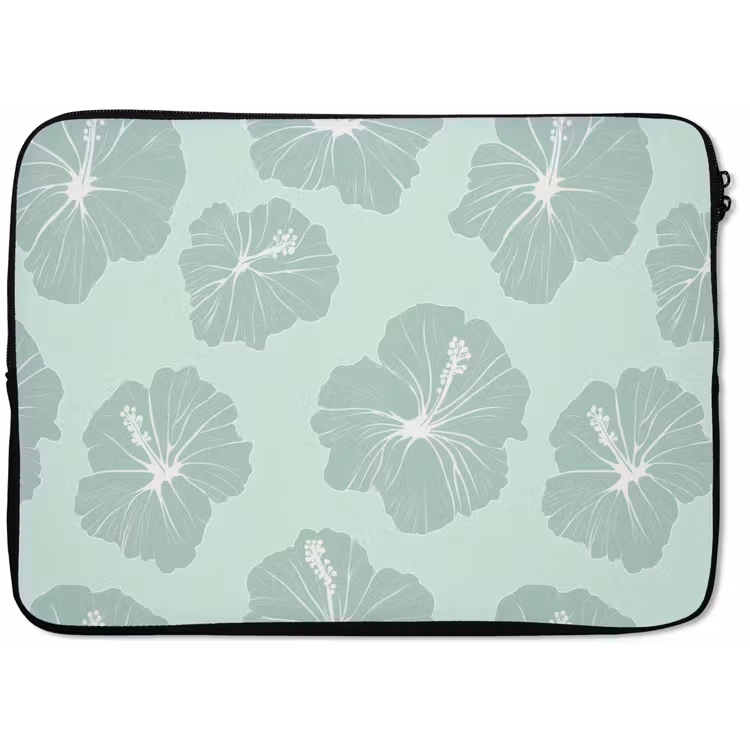 Bloemen - Hibiscus - Mint laptophoes neopreen klein 279 -zkaufland3dotto