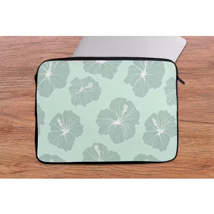 Bloemen - Hibiscus - Mint laptophoes neopreen klein 279 -tafel