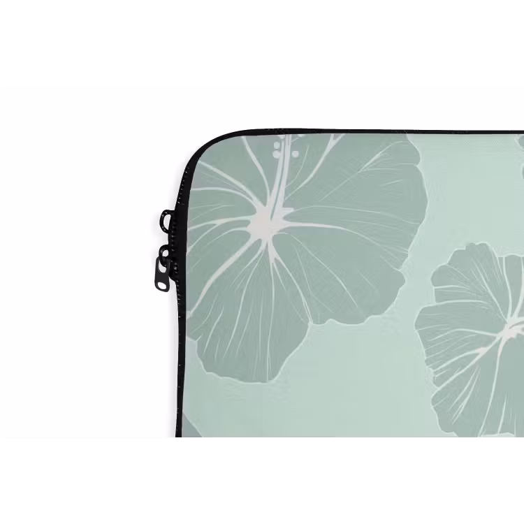 Bloemen - Hibiscus - Mint laptophoes neopreen klein 279 -detail