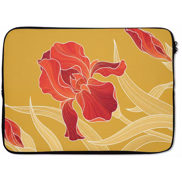 Laptop Sleeve - Flowers - Illustration - Red - Bloemen - Illustratie - Rood laptophoes neopreen klein