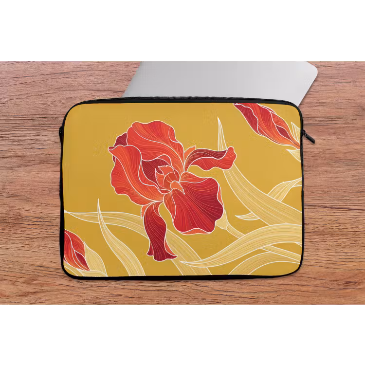 Laptop Sleeve - Flowers - Illustration - Red - Bloemen - Illustratie - Rood laptophoes neopreen klein