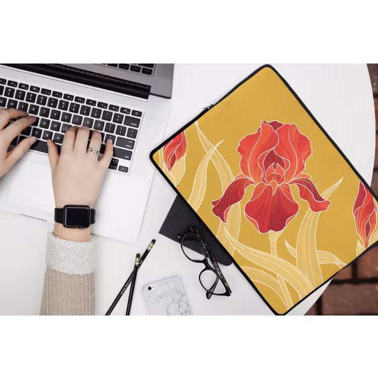 Laptop Sleeve - Flowers - Illustration - Red - Bloemen - Illustratie - Rood laptophoes neopreen klein
