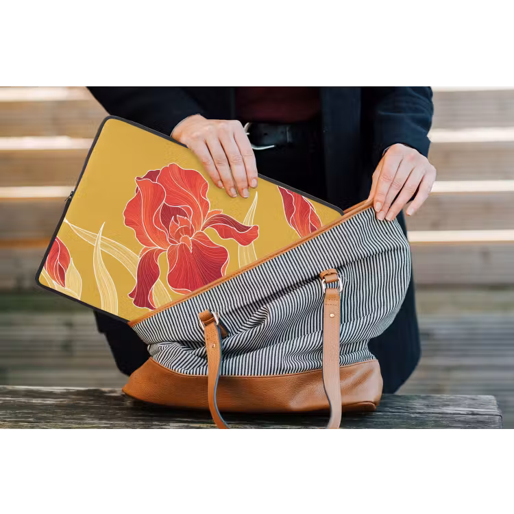 Laptop Sleeve - Flowers - Illustration - Red - Bloemen - Illustratie - Rood laptophoes neopreen klein