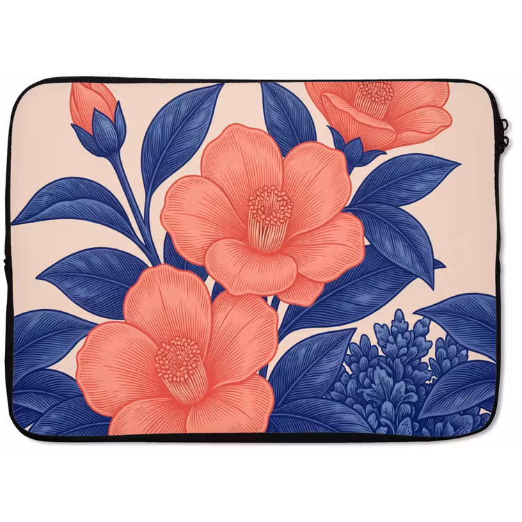 Laptop Sleeve - Flowers - Leaves - Botanical - Bloemen - Bladeren - Botanisch laptophoes neopreen klein
