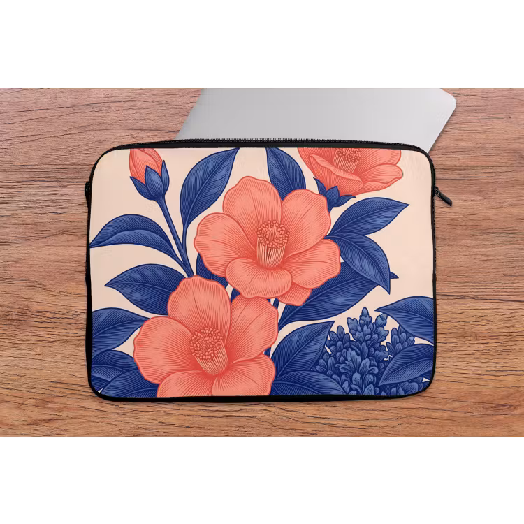 Laptop Sleeve - Flowers - Leaves - Botanical - Bloemen - Bladeren - Botanisch laptophoes neopreen klein