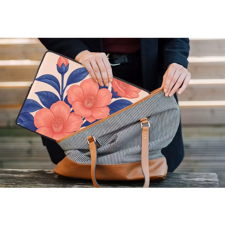 Laptop Sleeve - Flowers - Leaves - Botanical - Bloemen - Bladeren - Botanisch laptophoes neopreen klein