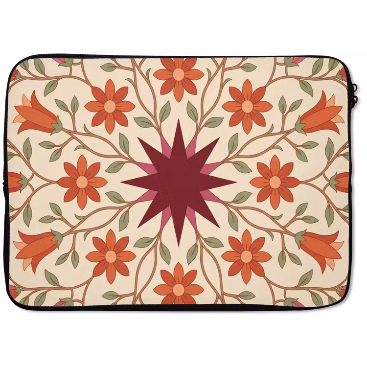 Bloemen - Mandala - Decoratief - Rood laptophoes neopreen klein -zkaufland3dotto