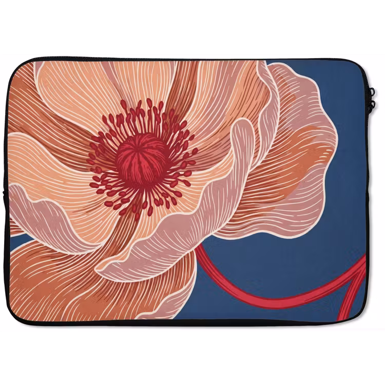 Laptop Sleeve - Flowers - Modern - Abstract - Bloemen - Modern - Abstract laptophoes neopreen klein