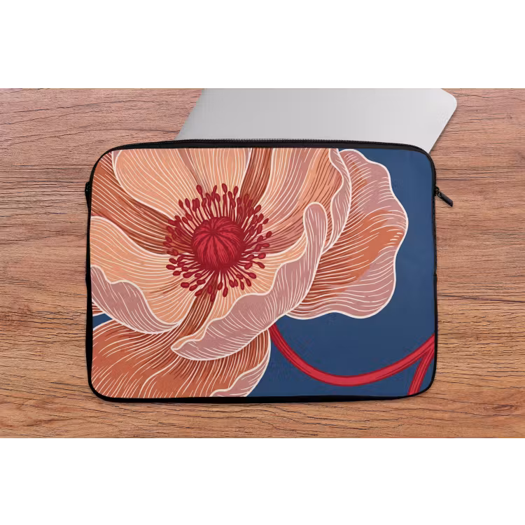 Laptop Sleeve - Flowers - Modern - Abstract - Bloemen - Modern - Abstract laptophoes neopreen klein