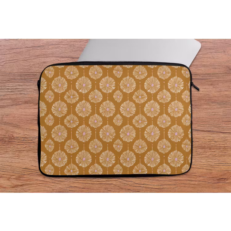 Bloemen - Modern - Oker laptophoes neopreen klein 279 -tafel