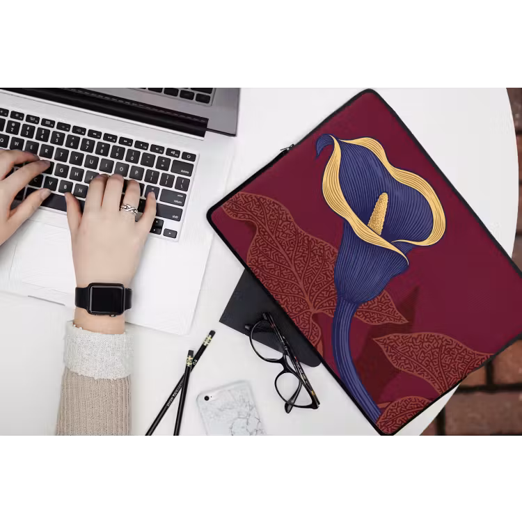 Laptop Sleeve - Flowers - Modern - Purple - Bloemen - Modern - Paars laptophoes neopreen klein