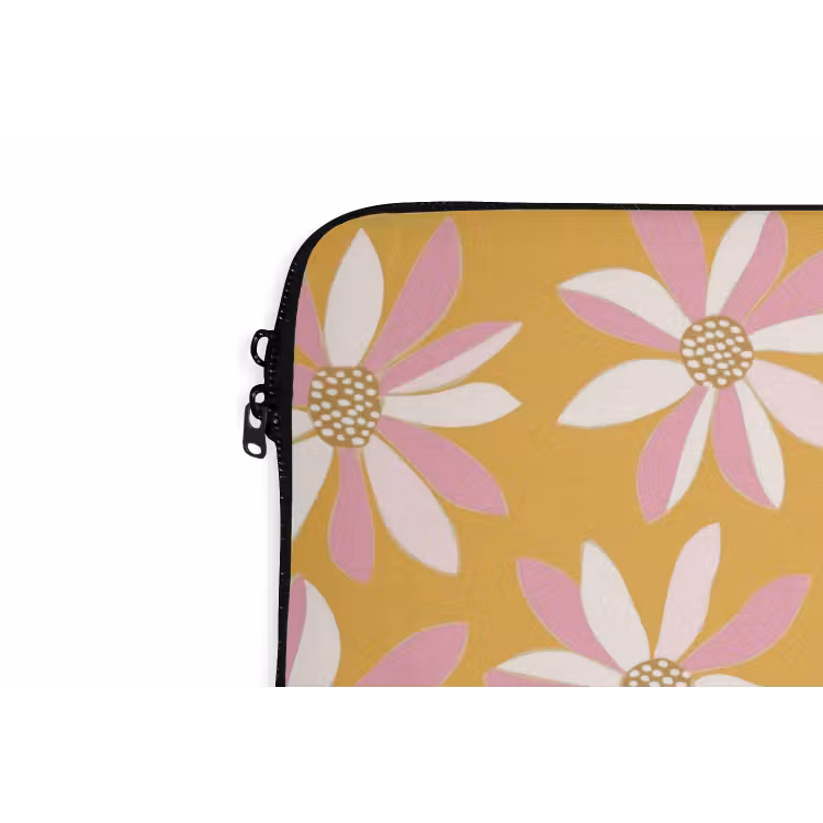 Bloemen - Modern - Geel laptophoes neopreen klein 279 -detail