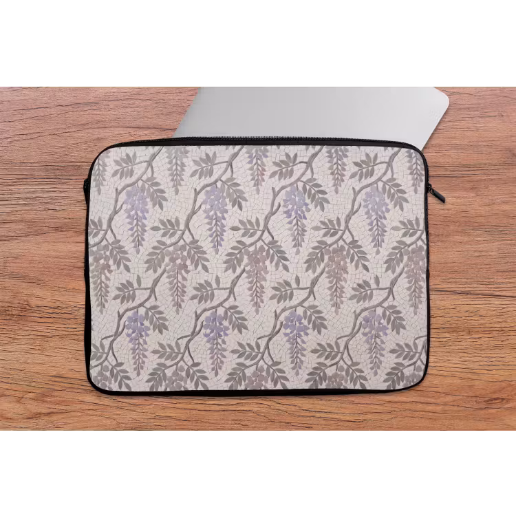 Bloemen - Mozaïek - Natuur - Patroon - Paars laptophoes neopreen klein -tafel