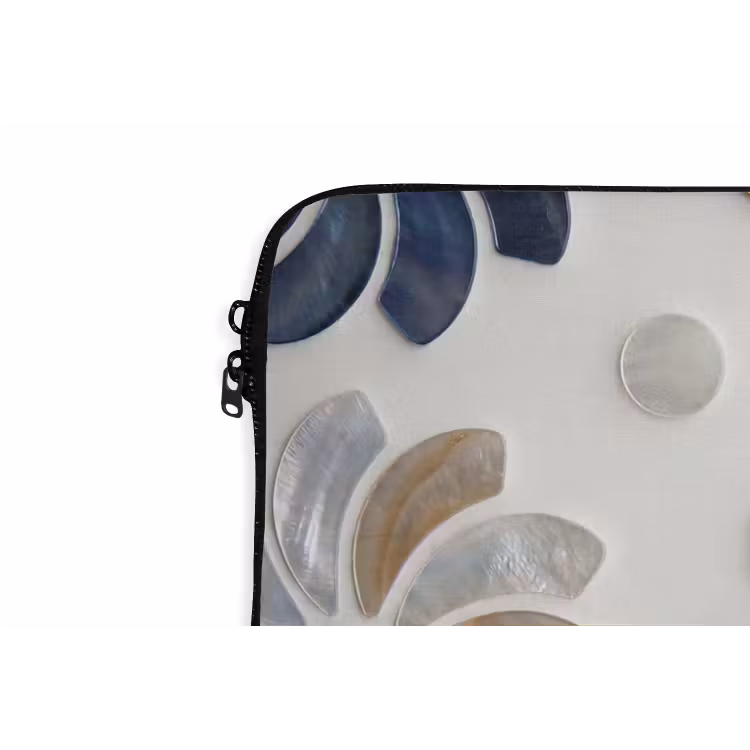 Bloemen - Parelmoer - Abstract - Patroon - Blauw laptophoes neopreen klein -detail