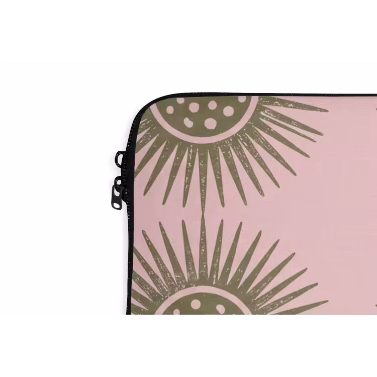 Bloemen - Patroon - Abstract - Roze - Groen laptophoes neopreen klein -detail