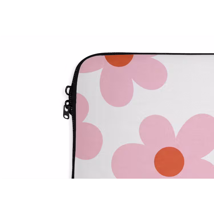 Bloemen - Patroon - Modern - Roze - Wit laptophoes neopreen klein -detail