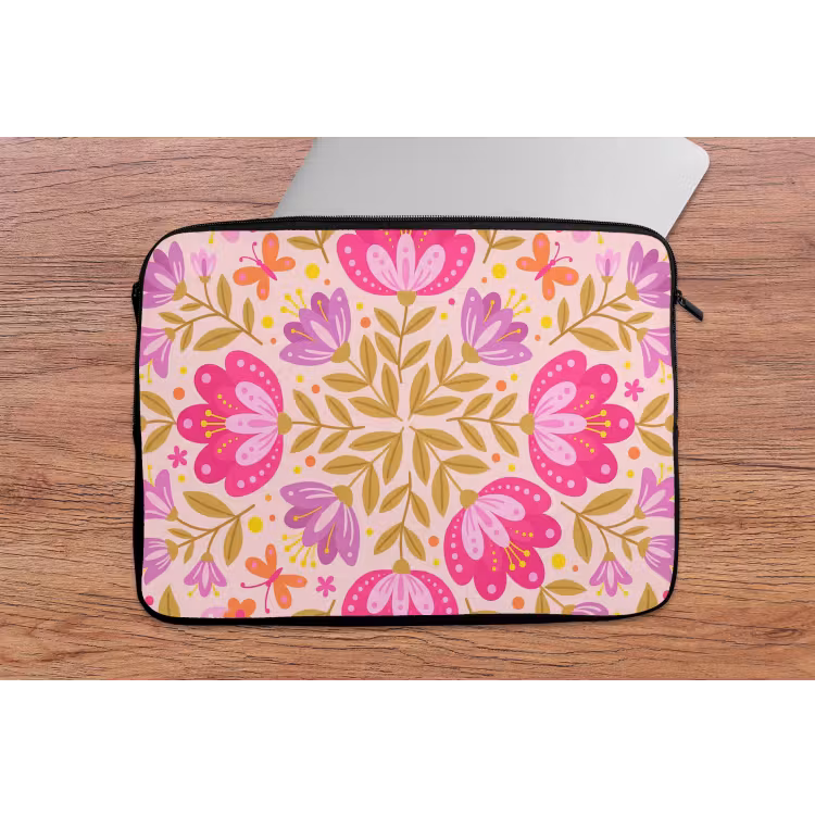 Bloemen - Patroon - Natuur - Abstract - Roze laptophoes neopreen klein -tafel