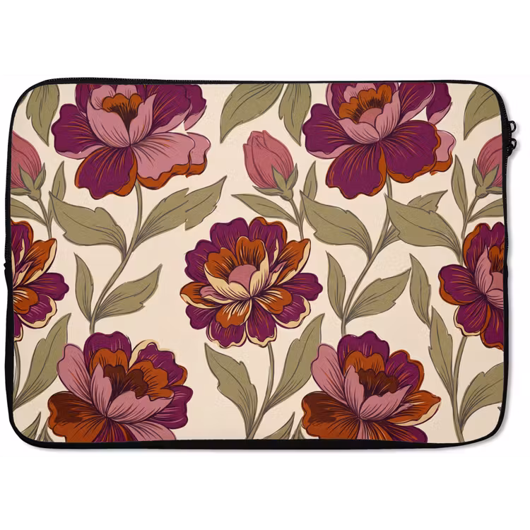 Bloemen - Patroon - Natuur - Modern - Paars laptophoes neopreen klein -zkaufland3dotto