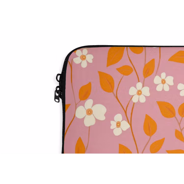 Bloemen - Patroon - Oranje laptophoes neopreen klein 279 -detail