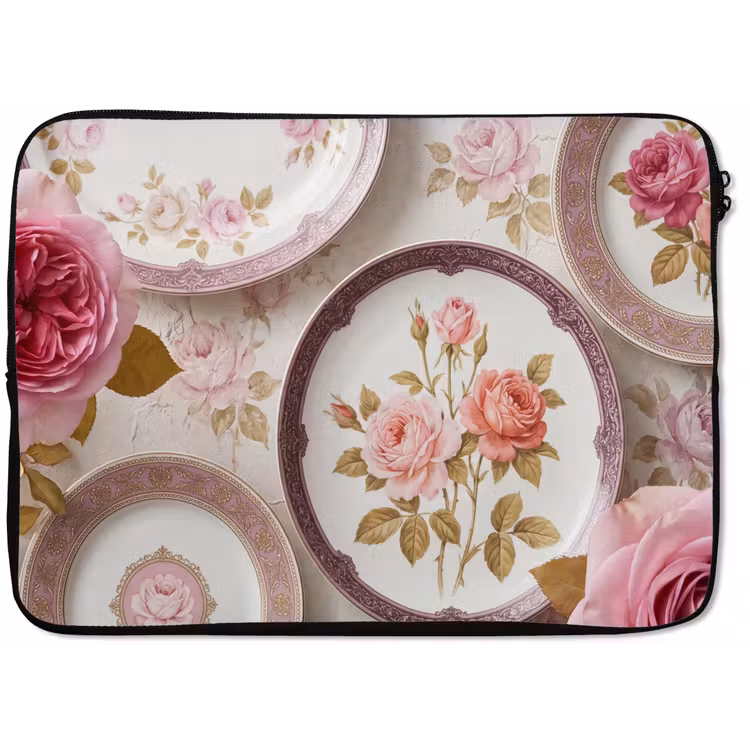 Bloemen - Patroon - Vintage - Roze - Decoratie laptophoes neopreen klein -zkaufland3dotto