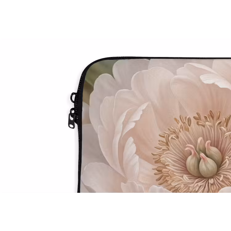 Bloemen - Parels - Elegant - Roze - Wit laptophoes neopreen klein -detail