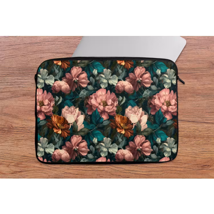 Bloemen - Schilderachtig - Patroon - Roze laptophoes neopreen klein 279 -tafel