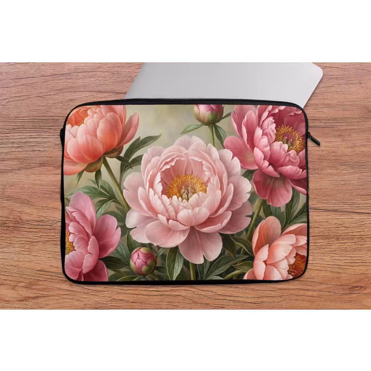 Bloemen - Roze - Klassiek - Gedetailleerd - Natuur laptophoes neopreen klein -tafel
