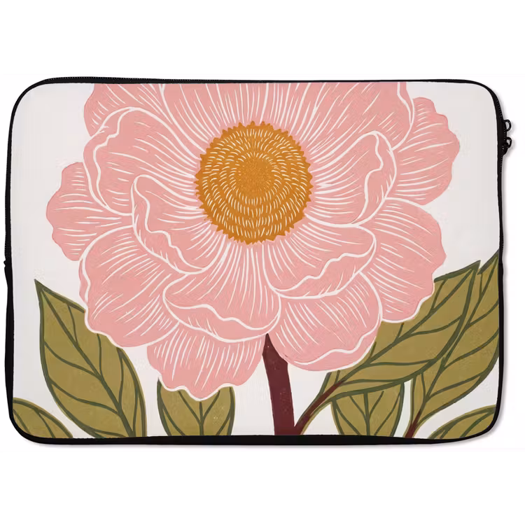 Laptop Sleeve - Flowers - Pink - Illustration - Bloemen - Roze - Illustratie laptophoes neopreen klein