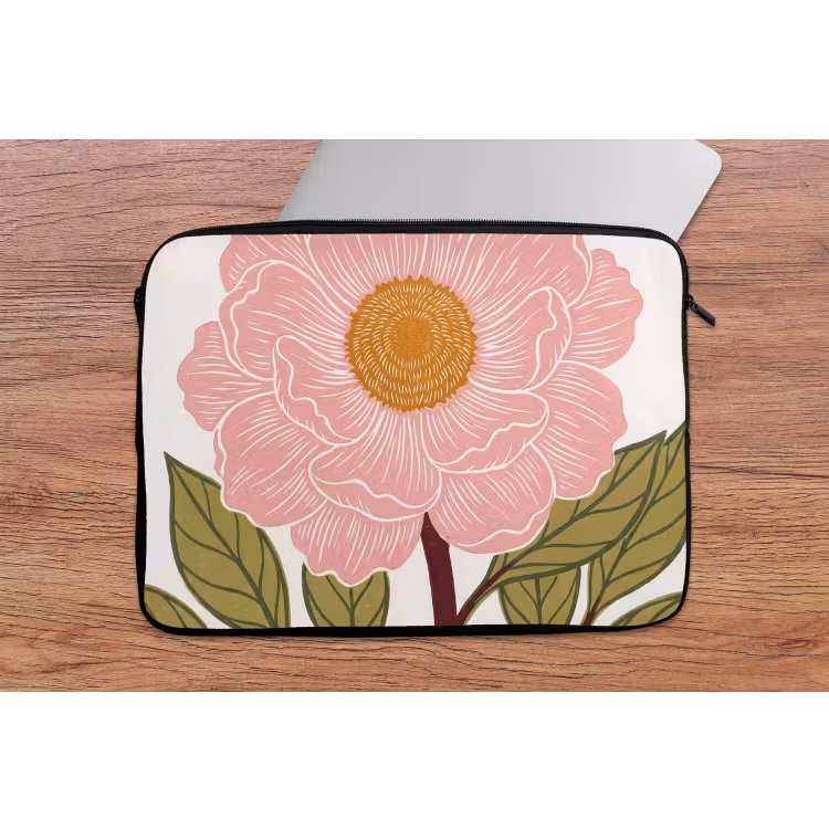 Laptop Sleeve - Flowers - Pink - Illustration - Bloemen - Roze - Illustratie laptophoes neopreen klein