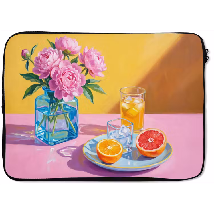Laptop Sleeve - Flowers - Pink - Modern - Bloemen - Roze - Modern laptophoes neopreen klein