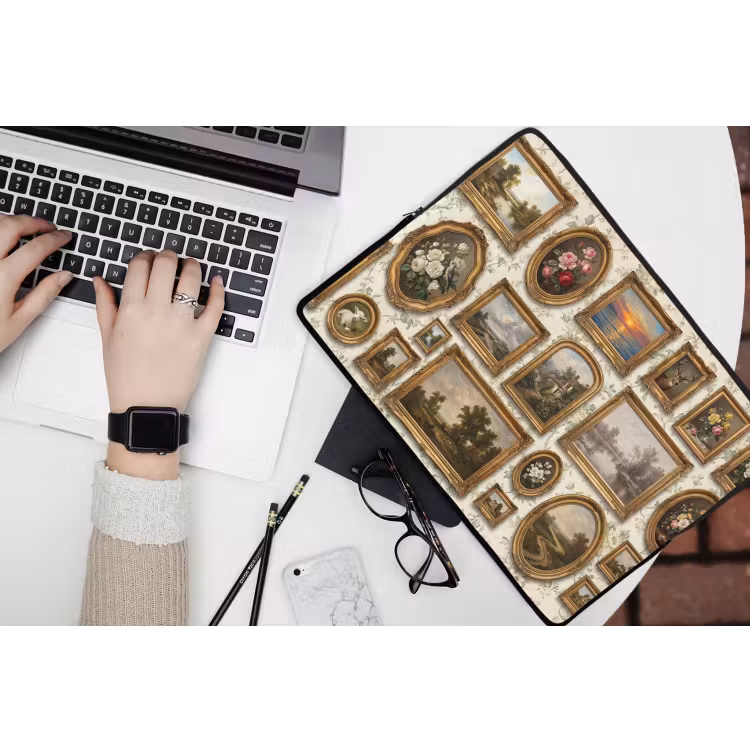 Bloemen - Roze - Stilleven - Klassiek laptophoes neopreen klein -bureau