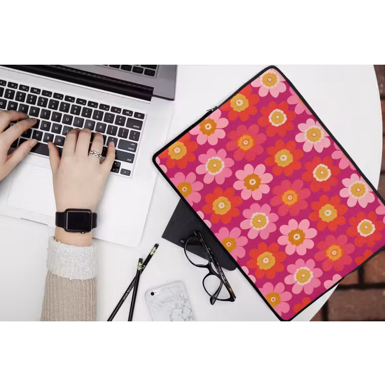Bloemen - Retro - Kleurrijk laptophoes neopreen klein 279 -bureau