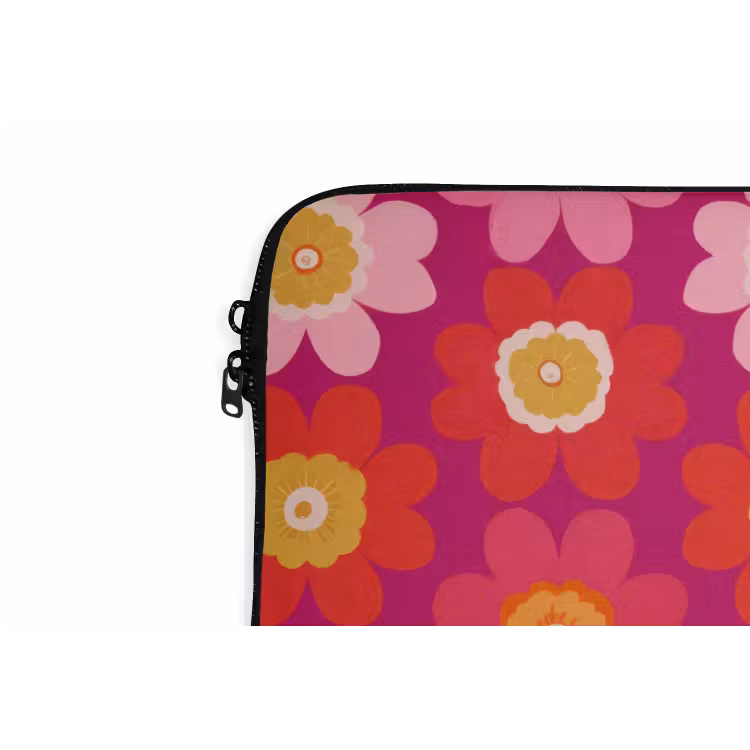 Bloemen - Retro - Kleurrijk laptophoes neopreen klein 279 -detail