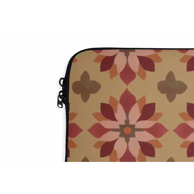 Bloemen - Retro - Groen laptophoes neopreen klein 279 -detail