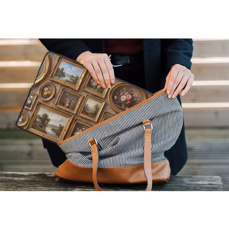 Bloemen - Rozen - Klassiek - Vaas - Kleurrijk laptophoes neopreen klein -tas