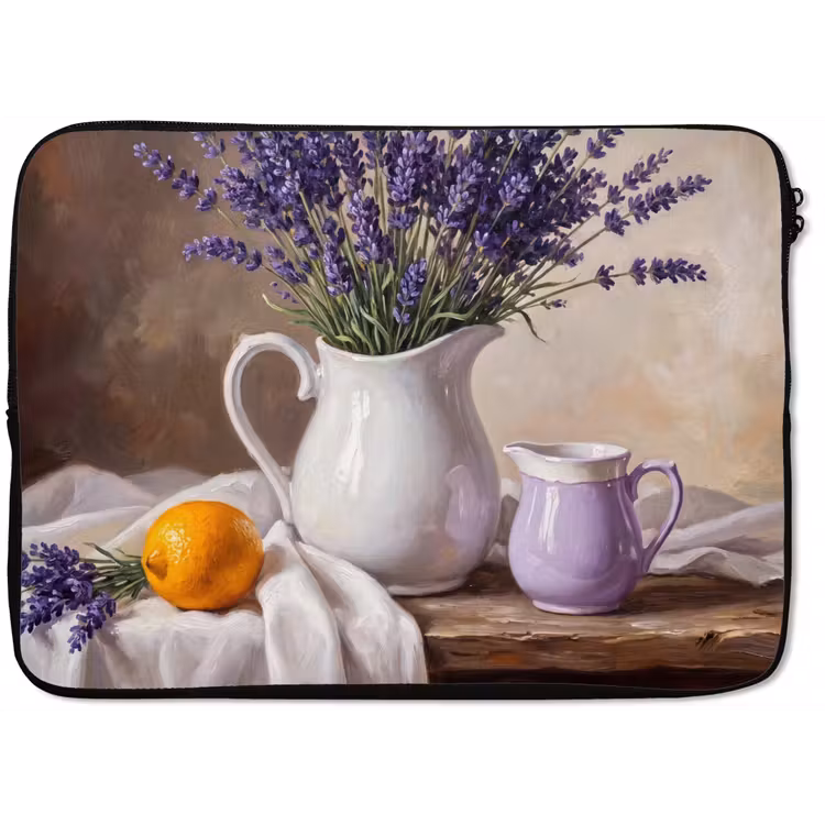 Laptop Sleeve - Flowers - Still Life - Purple - Bloemen - Stilleven - Paars laptophoes neopreen klein