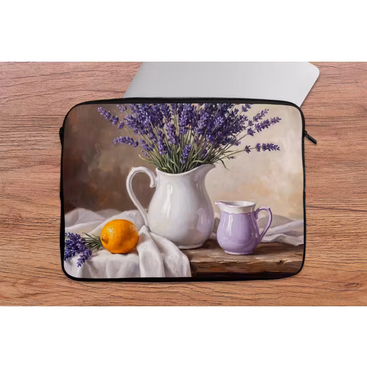 Laptop Sleeve - Flowers - Still Life - Purple - Bloemen - Stilleven - Paars laptophoes neopreen klein