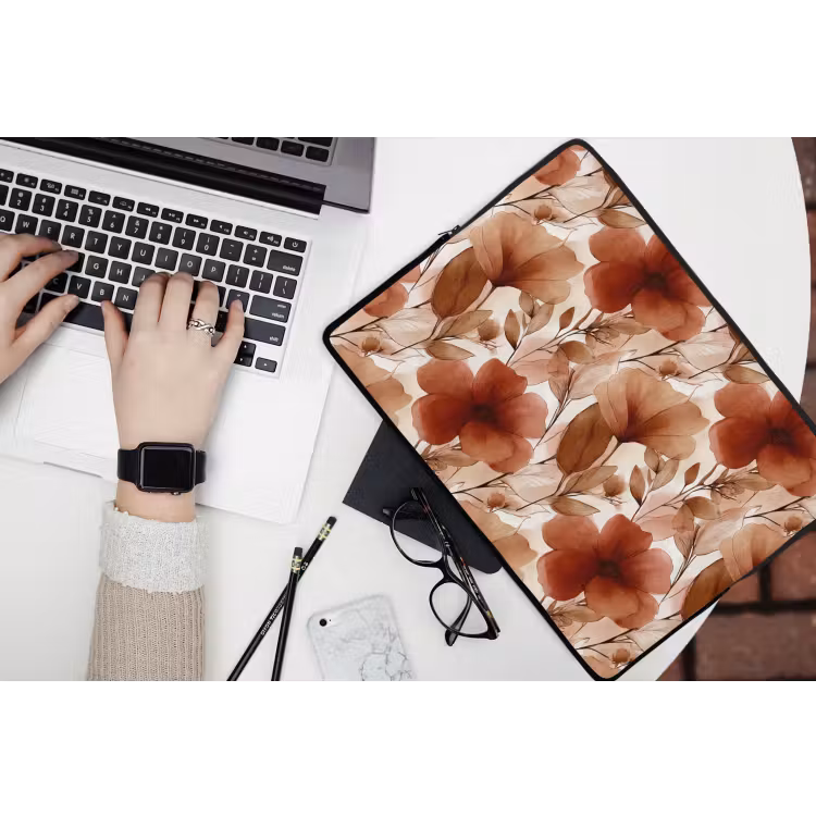 Bloemen - Aquarel - Botanisch - Terracotta laptophoes neopreen klein 279 -bureau