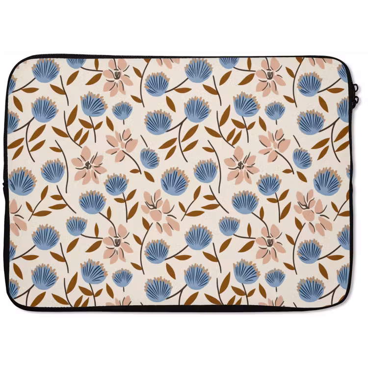 Bloemen - Wild - Blauw laptophoes neopreen klein 279 -zkaufland3dotto