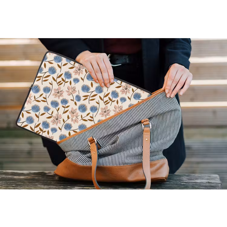 Bloemen - Wild - Blauw laptophoes neopreen klein 279 -tas