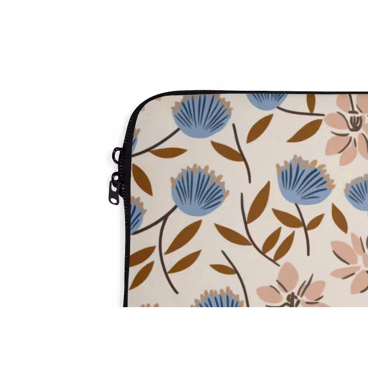 Bloemen - Wild - Blauw laptophoes neopreen klein 279 -detail
