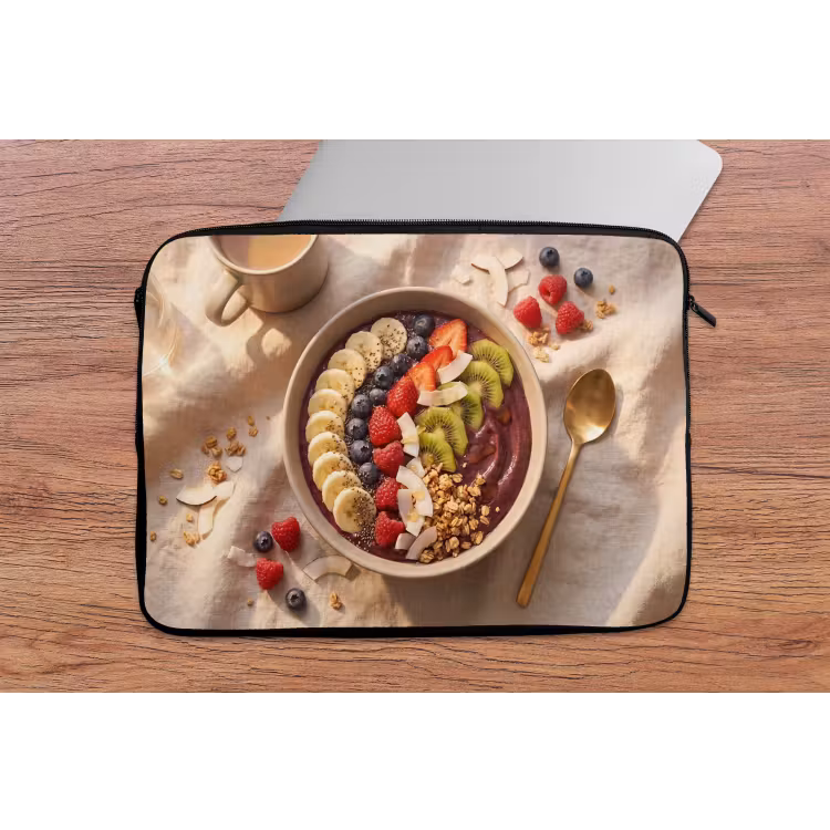 Eten - Ontbijtkom - Fruit - Gezond - Kleurrijk laptophoes neopreen klein -tafel
