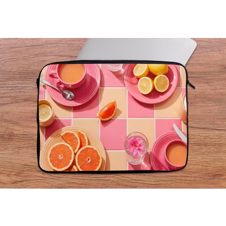Eten - Citrusvruchten - Stillevens - Roze - Oranje laptophoes neopreen klein -tafel