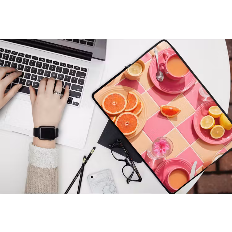 Eten - Citrusvruchten - Stillevens - Roze - Oranje laptophoes neopreen klein -bureau