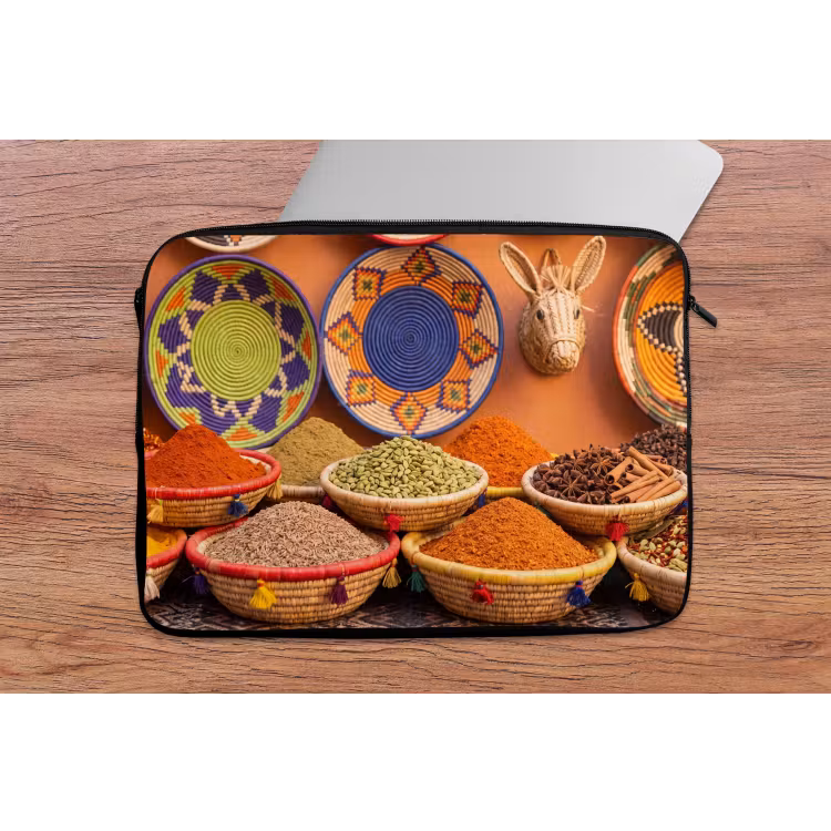 Laptop Sleeve - Food - Colorful - Culture - Eten - Kleurrijk - Cultuur laptophoes neopreen klein