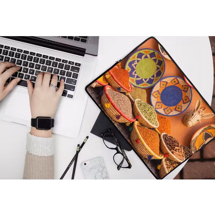 Laptop Sleeve - Food - Colorful - Culture - Eten - Kleurrijk - Cultuur laptophoes neopreen klein