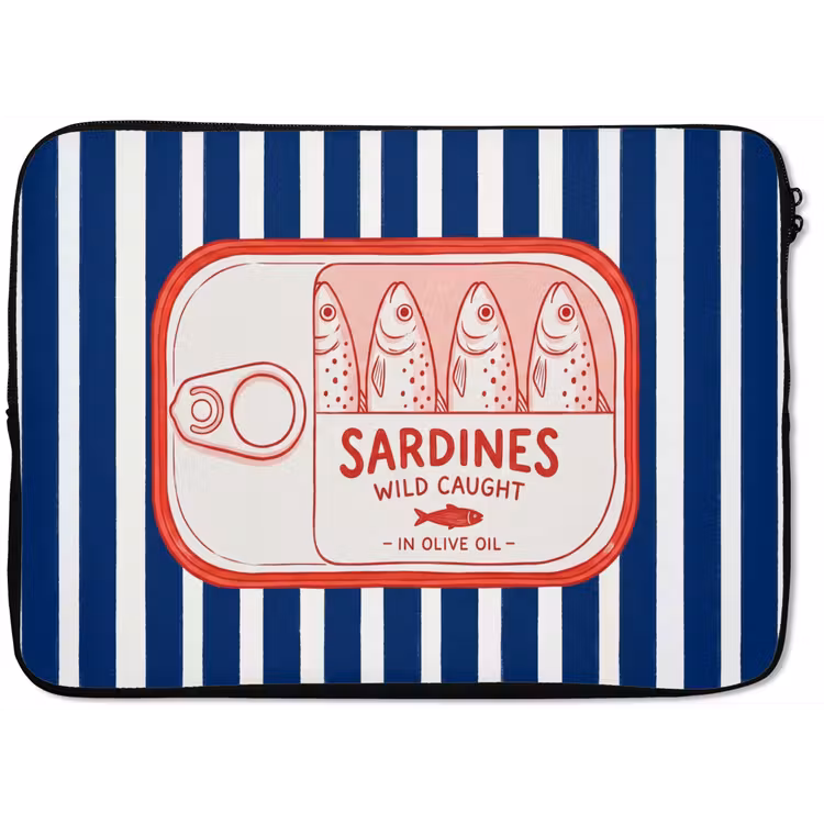 Eten - Vis - Blik - Illustratie - Rood laptophoes neopreen klein -zkaufland3dotto