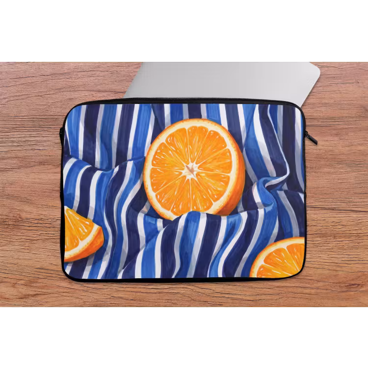 Laptop Sleeve - Food - Fruit - Orange - Eten - Fruit - Oranje laptophoes neopreen klein
