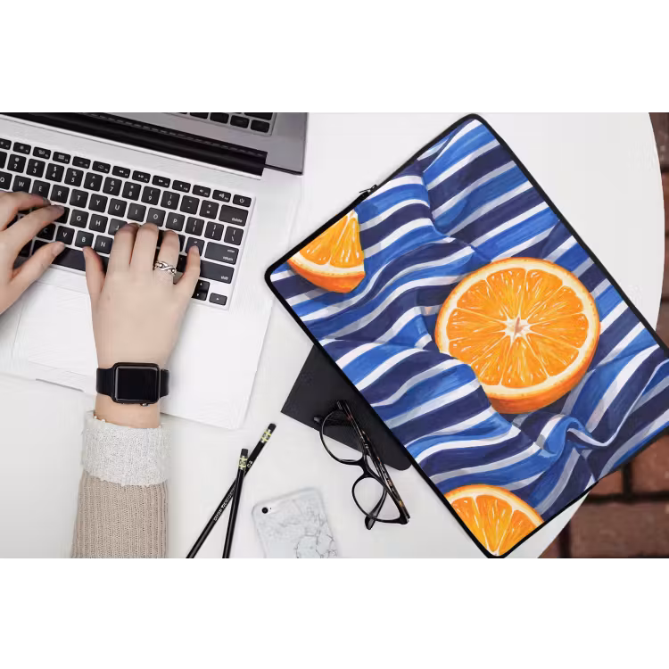 Laptop Sleeve - Food - Fruit - Orange - Eten - Fruit - Oranje laptophoes neopreen klein