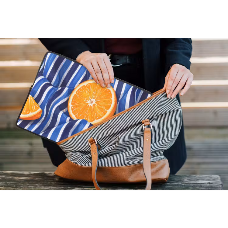 Laptop Sleeve - Food - Fruit - Orange - Eten - Fruit - Oranje laptophoes neopreen klein